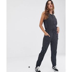 RVCA Pop Out Jumpsuit Black White Sleeveless M Pockets